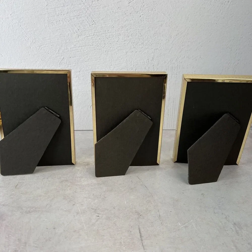 Vintage Wal-Mart Picture‎ Frame Gold Tone Metal with Glass Set Of 3 5X7 USA